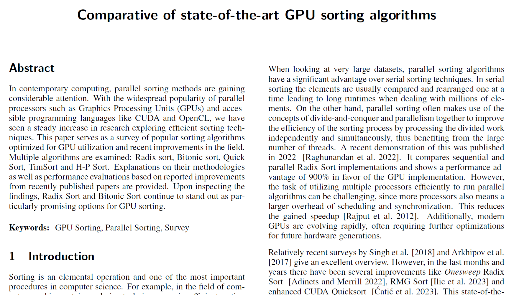 GPU Sorting research paper